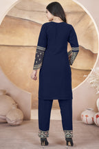 Navy Blue Georgette Kameez with Pant For Indian Festivals & Weddings - Embroidery Work, Swarovski Work