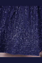 Navy Blue Georgette Lehenga Choli For Indian & Pakistani Wedding Festival - Sequins & Thread Embroidery Work