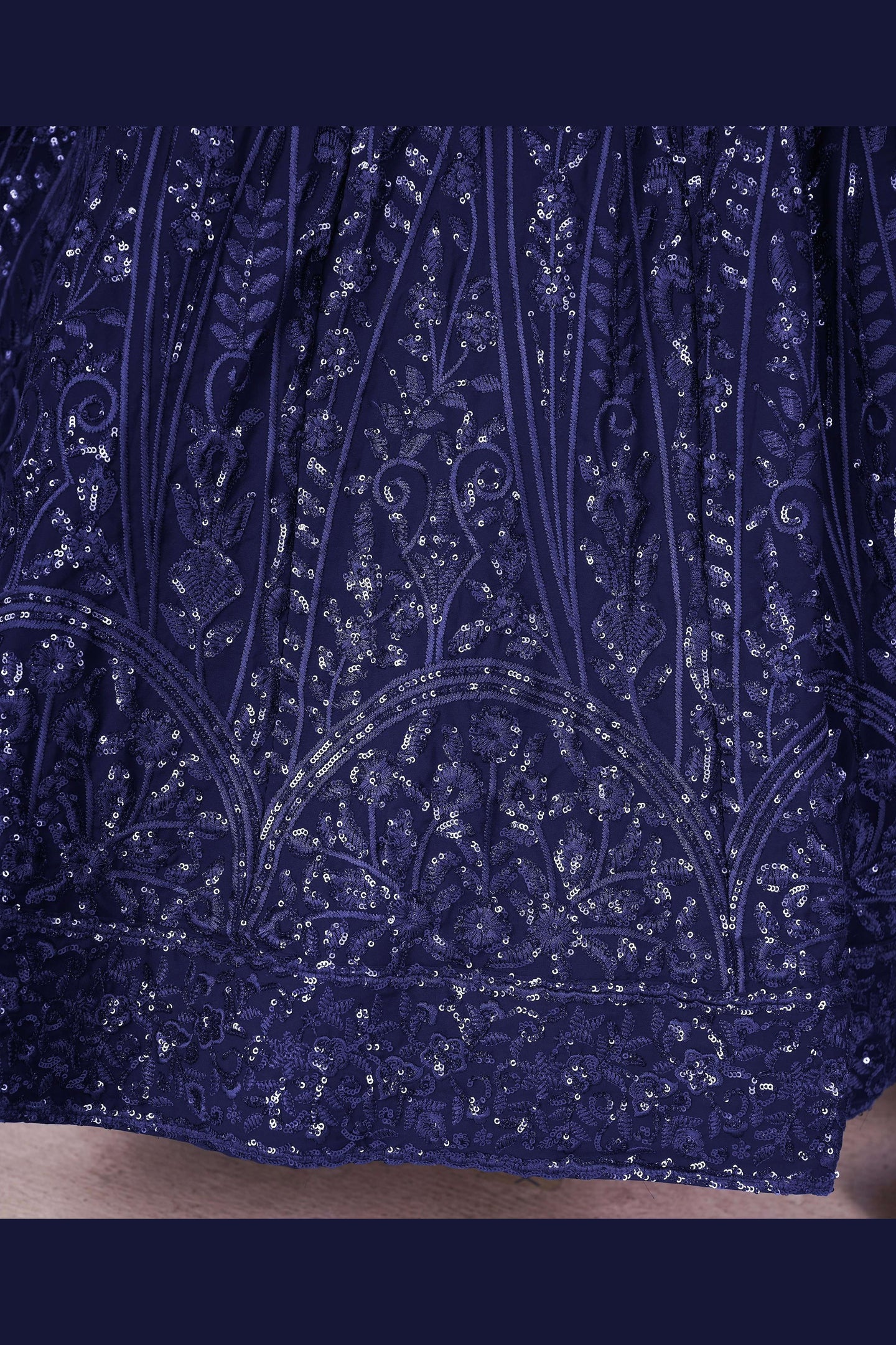 Navy Blue Georgette Lehenga Choli For Indian & Pakistani Wedding Festival - Sequins & Thread Embroidery Work