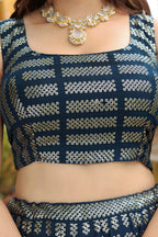 Navy Blue Georgette Lehenga Choli For Indian & Pakistani Wedding Festival - Thread & Sequins Embroidery Work