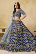 Navy Blue Indian Lehenga Choli for Wedding - Thread & Sequin Work