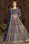 Navy Blue Net Anarkali Suits for Wedding with Dori and Sequins Work