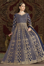 Navy Blue Net Anarkali Suits for Wedding with Dori and Sequins Work