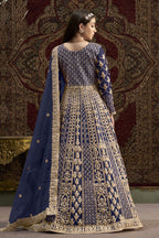 Navy Blue Net Anarkali Suits for Wedding with Dori and Sequins Work