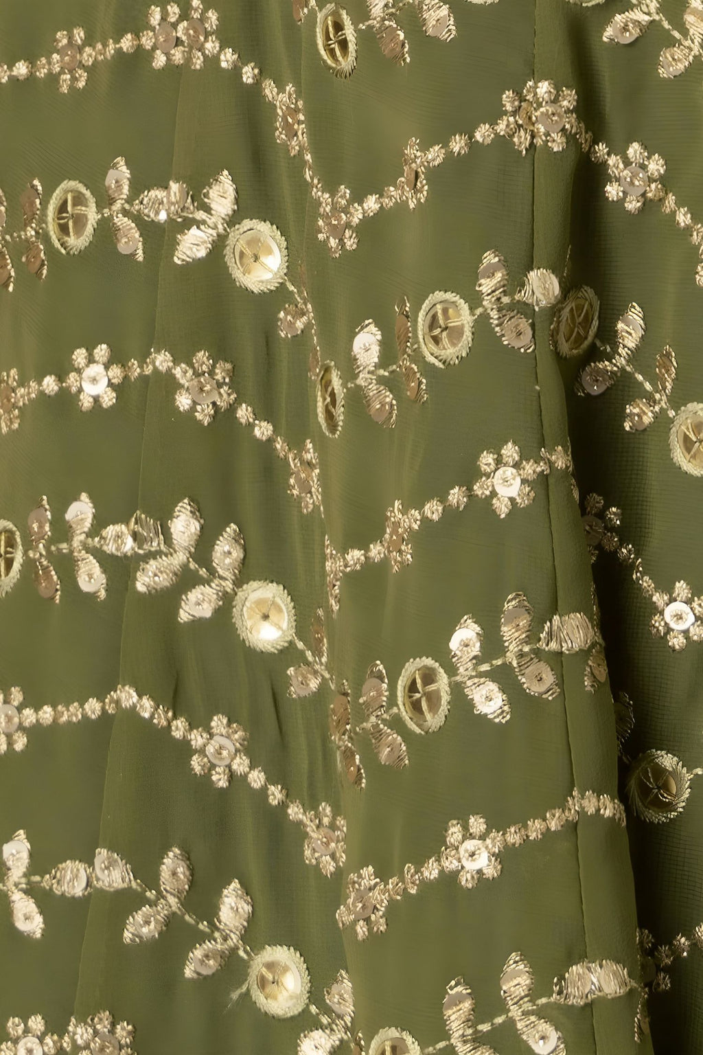 Green Georgette Lehenga Choli for Mehendi with Sequins and Thread Embroidery Work