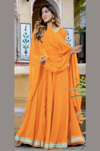Orange Georgette Leriya Print Lehenga Choli For Indian & Pakistani Wedding Festival - Print Work, Zari Work