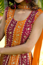 Orange Georgette Sharara Suit For Women Indian Festivals & Weddings - Embroidery Work