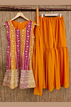 Orange Georgette Sharara Suit For Women Indian Festivals & Weddings - Embroidery Work