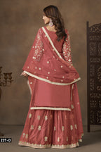 Orange Net Plazo Suits for Wedding with Sequins Embroidery