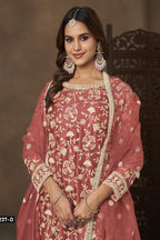Orange Net Plazo Suits for Wedding with Sequins Embroidery