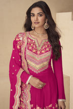 Palazo for Sangeet Pink Chinon Silk With Embroidery Work