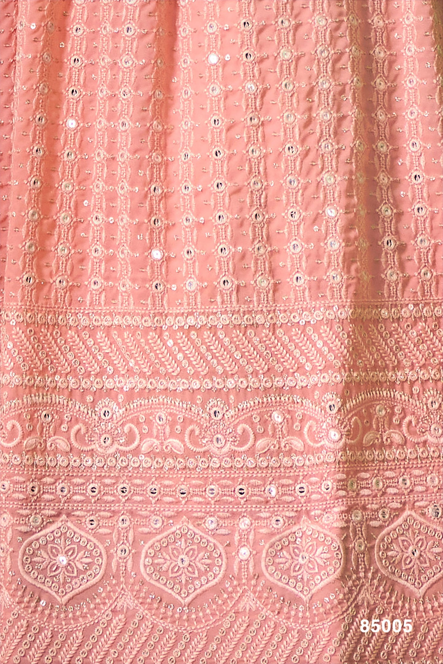 Peach Pakistani Georgette Lehenga Choli For Indian Festivals & Weddings - Sequence Embroidery Work, Thread Embroidery Work,