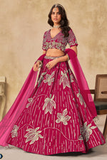 Pink Art Silk Lehenga Choli For Indian & Pakistani Wedding Festival - Sequins & Thread Embroidery Work