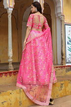 Pink Art Silk Lehenga Choli For Indian & Pakistani Wedding Festival - Zari Work, Dori Work, Sequence Embroidery Work