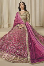 Pink Chinon Silk Dual Color Lehenga Choli For Indian & Pakistani Wedding Festival - Thread & Sequence Embroidery Work