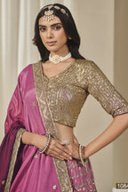 Pink Chinon Silk Dual Color Lehenga Choli For Indian & Pakistani Wedding Festival - Thread & Sequence Embroidery Work