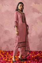 Pink Georgette Kameez With Pant For Indian & Pakistani Wedding Festival - Embroidery Work