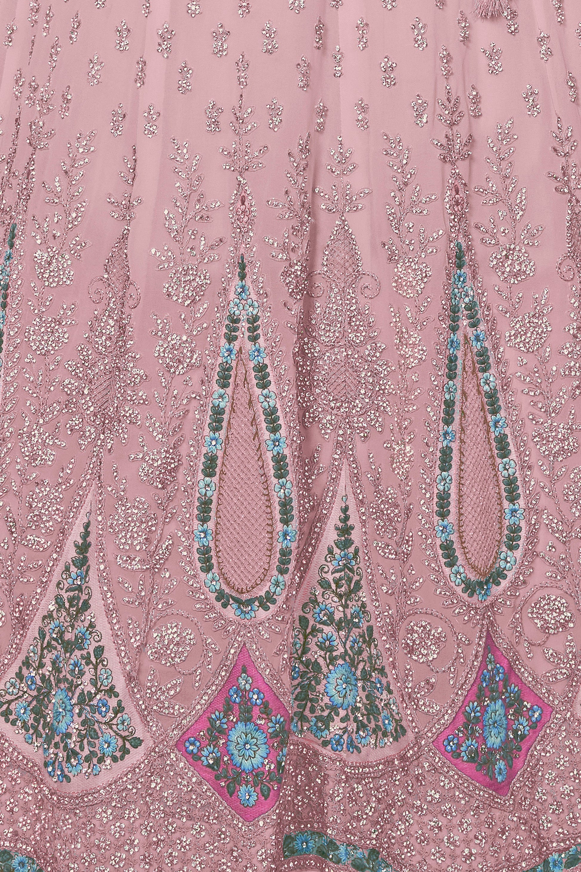 Pink Pakistani Georgette Lehenga Choli For Indian Festivals & Weddings - Embroidery Work,