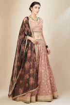 Pink Georgette Lehenga Choli For Indian & Pakistani Wedding Festival - Thread Embroidery Work, Sequence Embroidery Work, Zari Work, Real Mirror Work