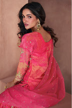 Pink Georgette Organza Sharara Suit for the Festival - Print Work, Thread Embroidery Work
