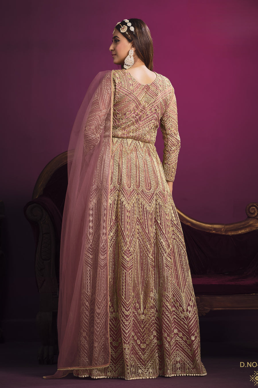 Pink Net Anarkali with Thread Embroidery Work Indian Dresses for Women