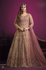 Pink Net Anarkali with Thread Embroidery Work Indian Dresses for Women