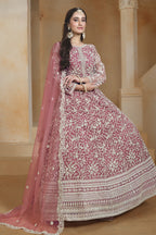 Pink Net Dori Work Anarkali Wedding Guest Suit