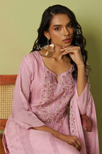 Pink Organza Silk Kameez With Pant For Indian & Pakistani Wedding Festival - Thread Embroidery Work, Moti Work, Hand Work