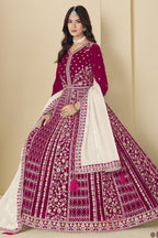 Pink Velvet Suit Women Anarkali with Dori and Sequins Work