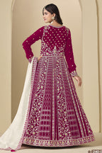 Pink Velvet Suit Women Anarkali with Dori and Sequins Work