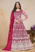 Pink Net Dori Work Anarkali for Wedding Function