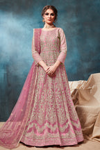 Pink Net Dori Embroidery Anarkali from our Indian Dresses for Women Collection