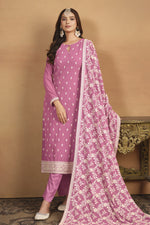 Pink Georgette Embroidered Dress Womens Kameez with Pant