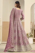 Pink Georgette Anarkali Dress for Wedding with Thread & Sequins Work