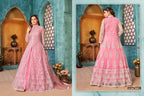 Pink Net Anarkali Indian Party Wear Dresses with Sequins and Thread Embroidery Work