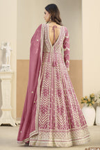 Pink Georgette Anarkali Dress for Sangeet with Embroidery