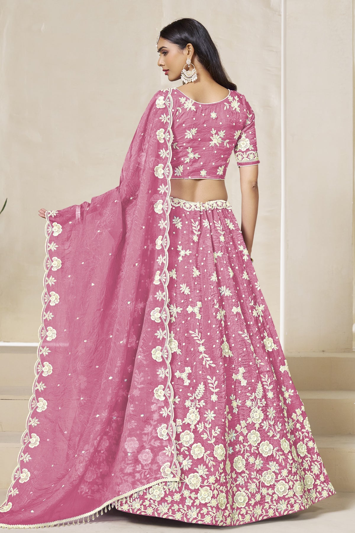 Pink Lehenga Choli for Wedding with Thread & Sequin Work
