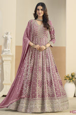 Pink Georgette Anarkali Dress for Wedding with Thread & Sequins Work