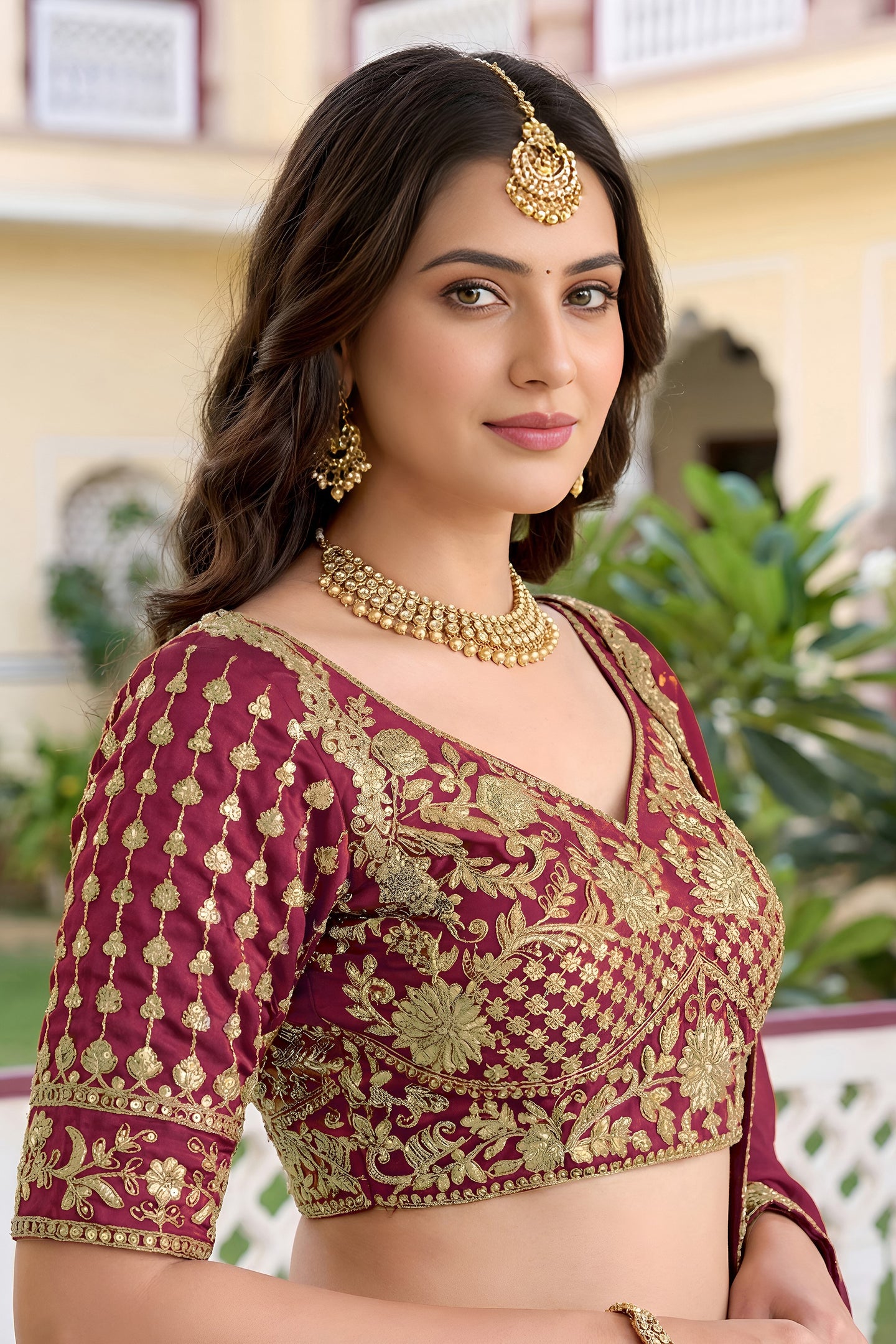 Pinkish Peach Rangoli Silk Wedding Lengha for Women with Zari and Sequins Work