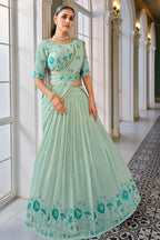 Purple Georgette Lehenga Choli Set For Indian Festivals & Weddings - Thread & Sequence Embroidery Work,