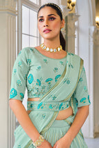 Purple Georgette Lehenga Choli Set For Indian Festivals & Weddings - Thread & Sequence Embroidery Work,