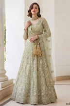 Pista Green Net Sangeet Lehenga Choli with Thread and Sequin Work