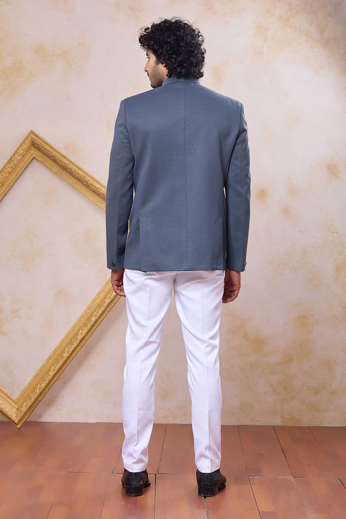 Plain Steel Grey Art Silk Jodh Puri Suit & Pant