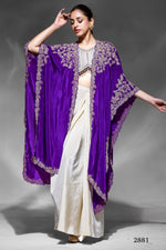 Purple Crepe Blouse With Skirt & Shrug For Indian & Pakistani Wedding Festival - Dori Work, Embroidery Work