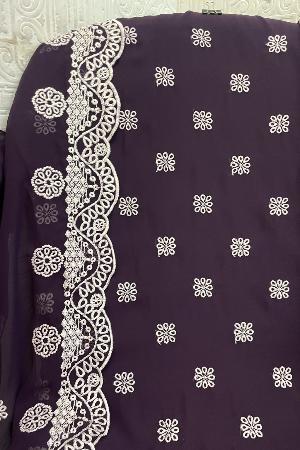 Purple Georgette Kameez With Pant For Indian & Pakistani Wedding Festival - Embroidery Work