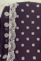 Purple Georgette Kameez With Pant For Indian & Pakistani Wedding Festival - Embroidery Work