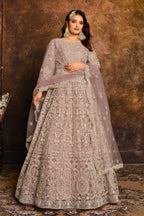 Purple Net Anarkali with Embroidery for Sangeet Outfits for Women