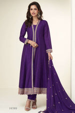 Purple Chinon Silk Thread and Sequins Designer Anarkali Suits