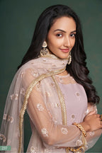 Purple Net Indian Ethnic Wear Kameez with Pant