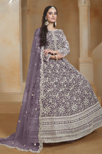 Purple Net Dori Work Anarkali Wedding Guest Suit